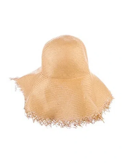 Pre-owned Loro Piana Straw Woven Wide Brim Sun Hat In Neutral