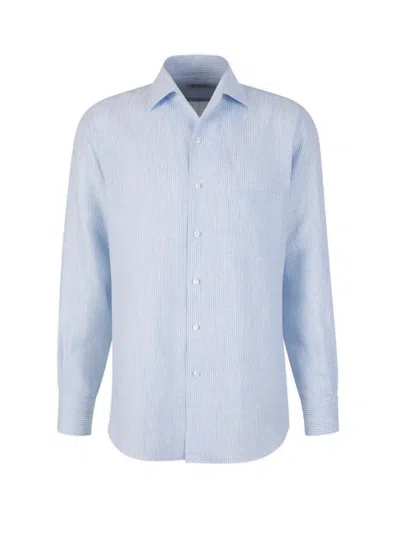 Loro Piana Striped Buttoned Shirt In Blue