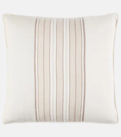 Loro Piana Striped Cashmere Cushion In White