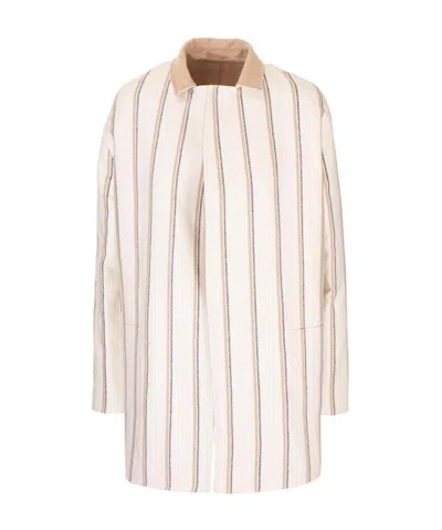 Loro Piana Striped Casual Jacket In Nude