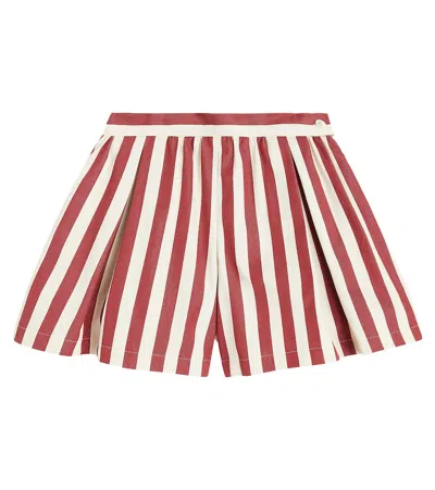 Loro Piana Kids' Striped Cotton Shorts In Red