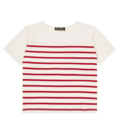 Loro Piana Kids' Striped Cotton T-shirt In Fancy Buoy Red/white
