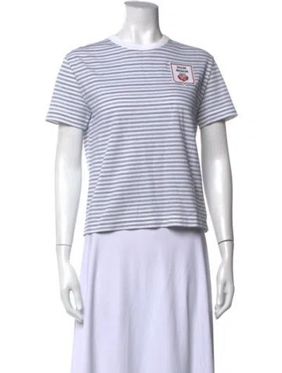 Pre-owned Loro Piana Striped Crew Neck T-shirt In White