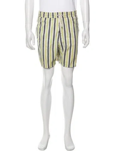 Pre-owned Loro Piana Striped Embroidered Accent Swim Trunks W/ Tags In Blue