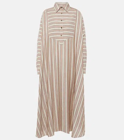 Loro Piana Striped Linen And Silk Kaftan In Multicoloured