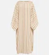 Loro Piana Veronica Terry Cloth Striped Midi Dress In White Pink