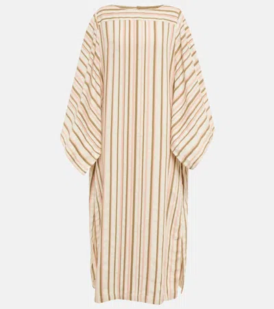 Loro Piana Veronica Terry Cloth Striped Midi Dress In Multicolor