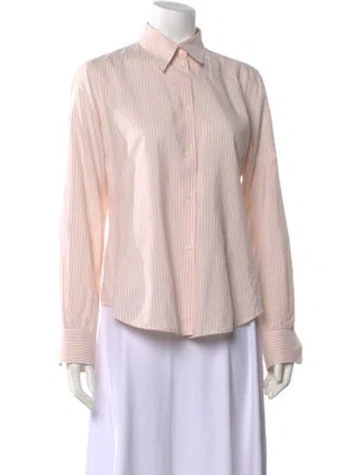 Pre-owned Loro Piana Striped Long Sleeve Button-up Top In Pink