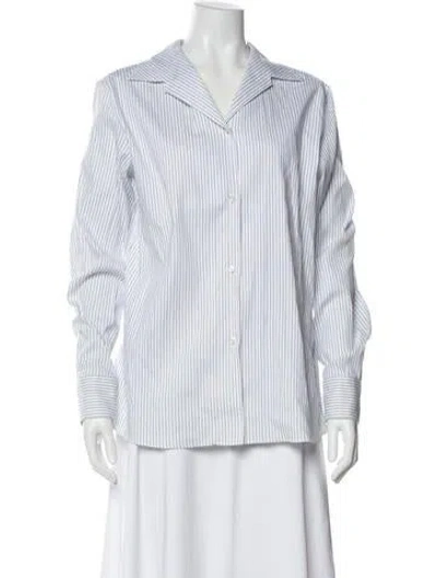 Pre-owned Loro Piana Striped Long Sleeve Button-up Top In White