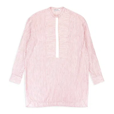 Loro Piana Striped Mock Neck Pink Blouse