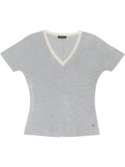 Loro Piana Striped Silk T-shirt In White
