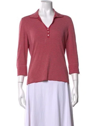 Pre-owned Loro Piana Striped V-neck Polo In Red