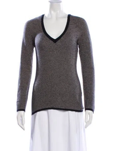 Pre-owned Loro Piana Striped V-neck Sweater In Blue