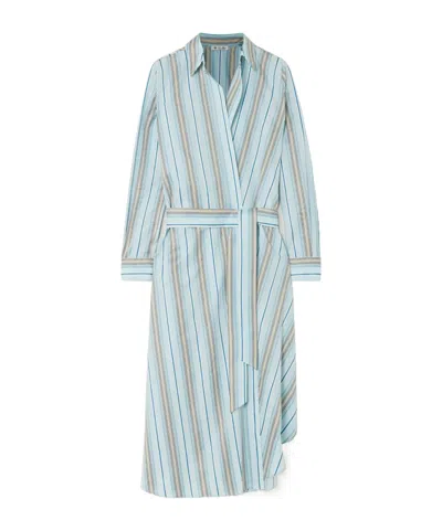 Loro Piana Belted Striped Cotton-poplin Wrap Dress In Black