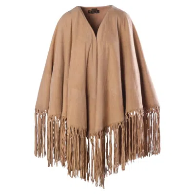 Pre-owned Loro Piana Suede Fringe Cape- '00s In Brown