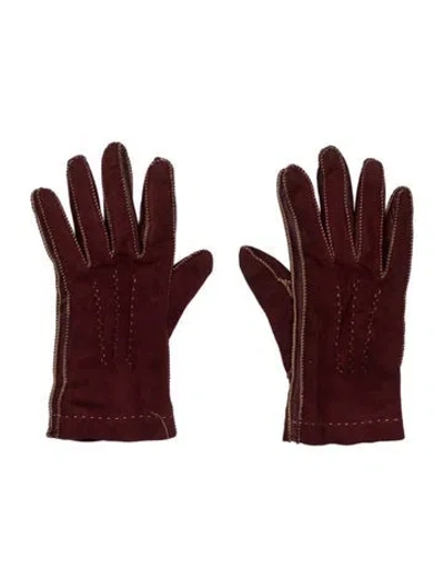 Pre-owned Loro Piana Suede Gloves In Burgundy