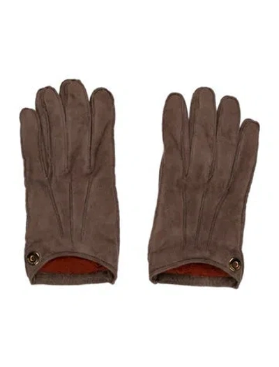 Pre-owned Loro Piana Suede Goatskin Gloves In Grey