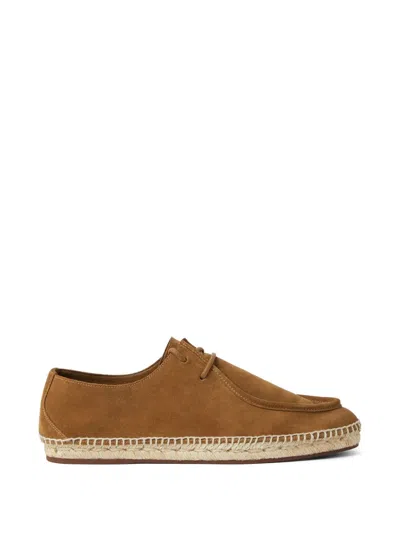 Loro Piana Suede Lace-up Espadrilles In Brown
