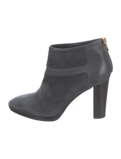 Pre-owned Loro Piana Suede Leather Trim Embellishment Boots In Blue