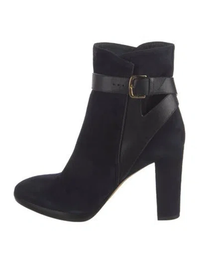 Pre-owned Loro Piana Suede Leather Trim Embellishment Boots In Blue