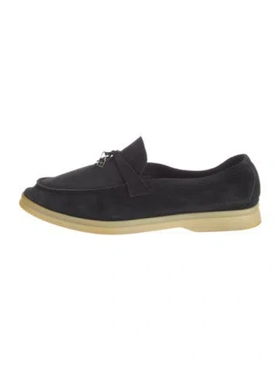 Pre-owned Loro Piana Suede Loafers In Blue