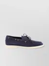 Loro Piana Suede Loafers With Rubber Sole And Metal Eyelets In Blue