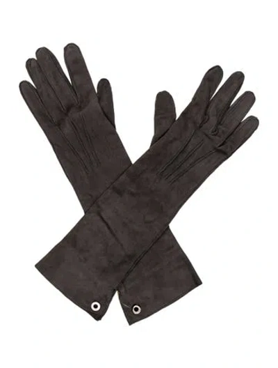 Pre-owned Loro Piana Suede Long Gloves W/ Tags In Gray