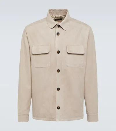 Loro Piana Suede Overshirt In Beige