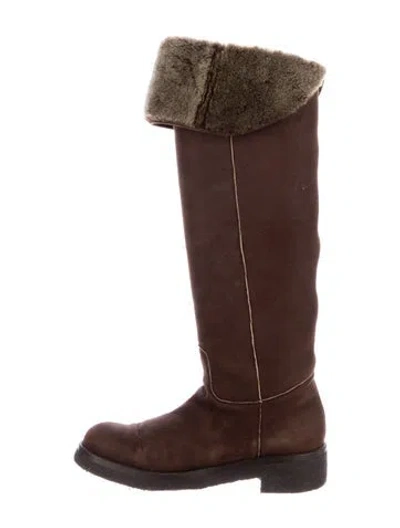 Pre-owned Loro Piana Suede Riding Boots In Brown