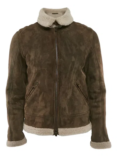 Pre-owned Loro Piana Suede Shearling-trim Jacket In Brown