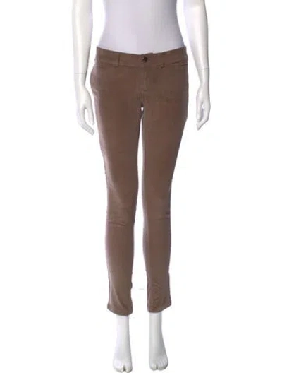 Pre-owned Loro Piana Suede Skinny Leg Pants In Brown