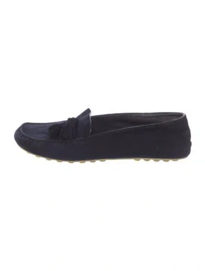 Pre-owned Loro Piana Suede Tassel Accents Loafers In Blue