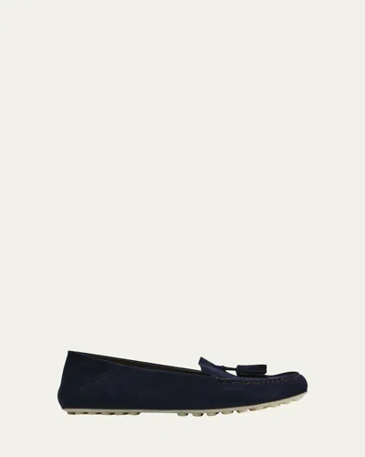 LORO PIANA SUEDE TASSEL MOCCASIN LOAFERS