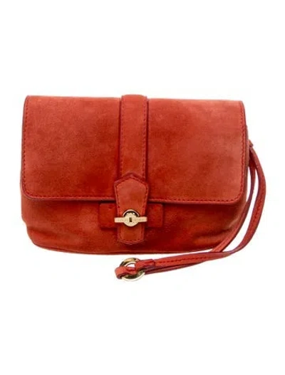 Pre-owned Loro Piana Suede Tres Jolie Pochette In Orange