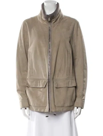 Pre-owned Loro Piana Suede Utility Jacket In Neutral