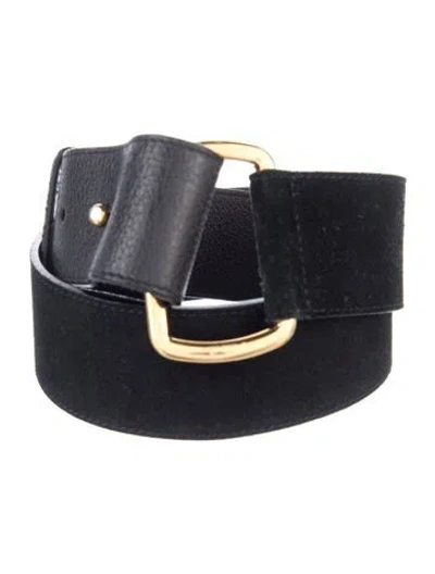 Pre-owned Loro Piana Suede Waist Belt In Black