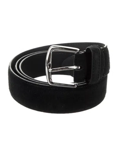 Pre-owned Loro Piana Suede Waist Belt In Black