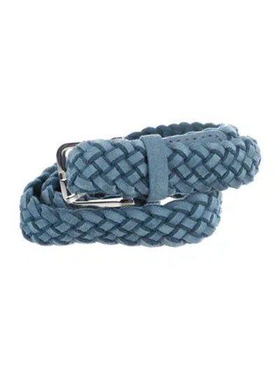 Pre-owned Loro Piana Suede Waist Belt In Blue