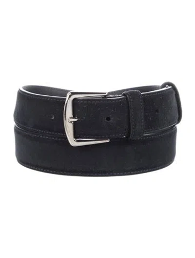 Pre-owned Loro Piana Suede Waist Belt In Blue