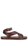 Loro Piana Criss-cross Leather Sandals In Brown