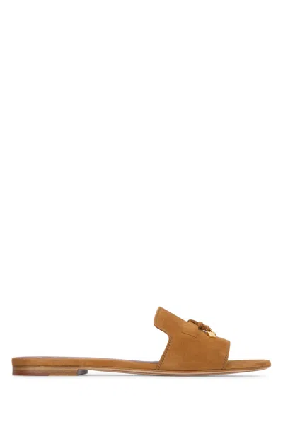 Loro Piana Summer Charms Flat Mule Suede Fai5580 E449