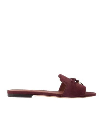 Loro Piana Summer Charms Flat Sandals In Burgundy