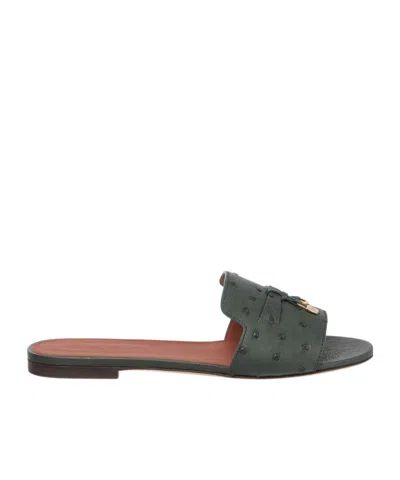 Loro Piana Summer Charms Flat Sandals In Forest/sun Gold