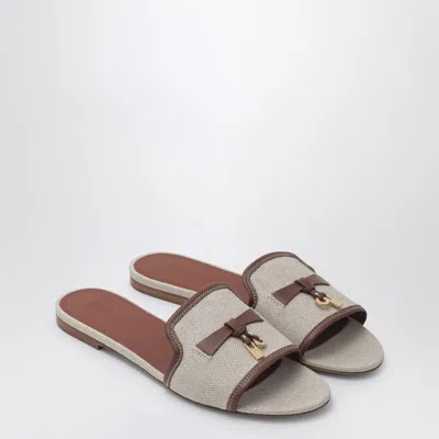 Loro Piana Summer Charms Sandals In Cotton And Linen In Neutral