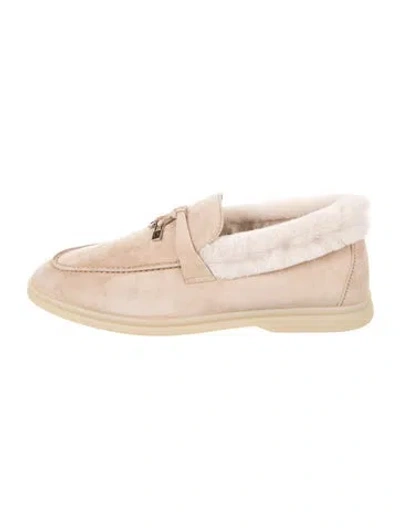 Pre-owned Loro Piana Summer Charms Suede Loafers In Pink
