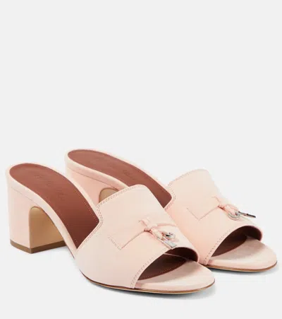Loro Piana Summer Charms Suede Mules In Nude