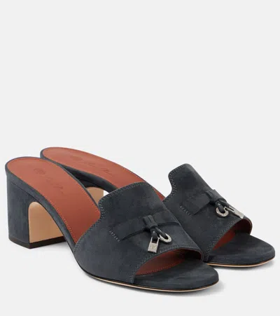 Loro Piana Summer Charms Suede Sandals In Blue