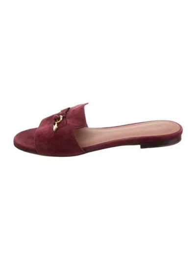 Pre-owned Loro Piana Summer Charms Suede Slides In Burgundy