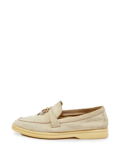 Pre-owned Loro Piana Summer Charms Walk Loafers In Neutrals