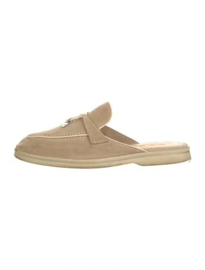 Pre-owned Loro Piana Summer Charms Walk Mule Suede Mules In Neutrals